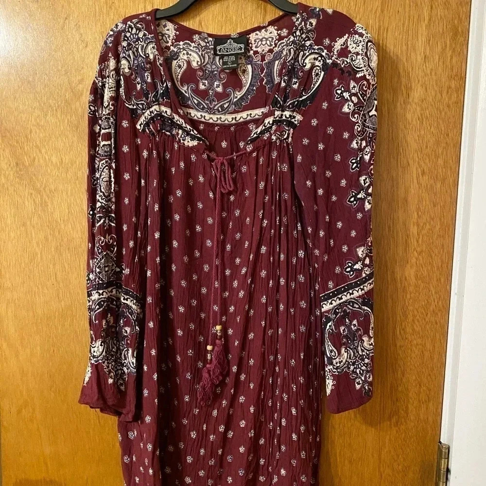 Paisley Boho Tunic Women’s Wine Color Size L